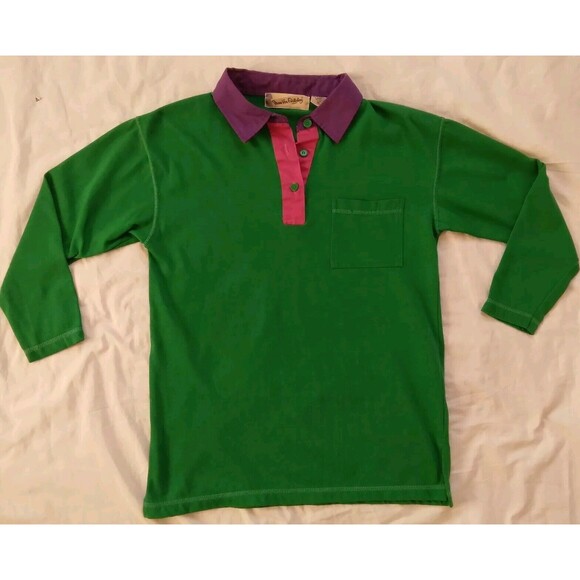 Diane von Furstenberg Tops - Vtg Diane Von Furstenberg 3/4 Sleeve Polo Green Purple Pink Womens Size Medium